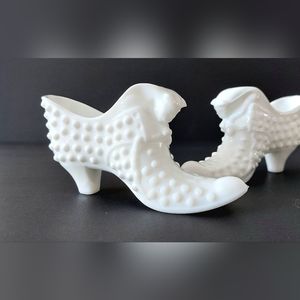 Fenton hobnail milk glass trinket shoe For sale individually